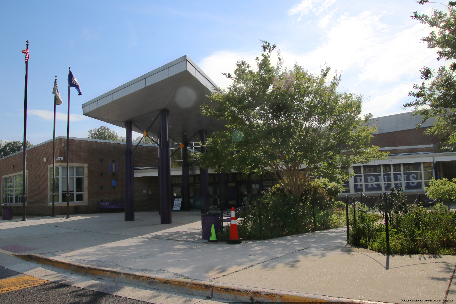 A of Lake Braddock Secondary School, viewing our signature overhang at the main entrance.